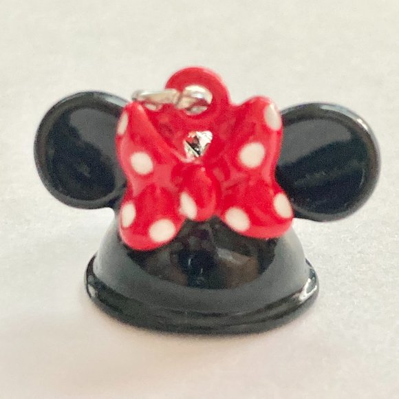 Vintage Minnie Mouse Hat Charm Bow Polka Dots Red Black Clip Zipper Pull Purse - Picture 3 of 11